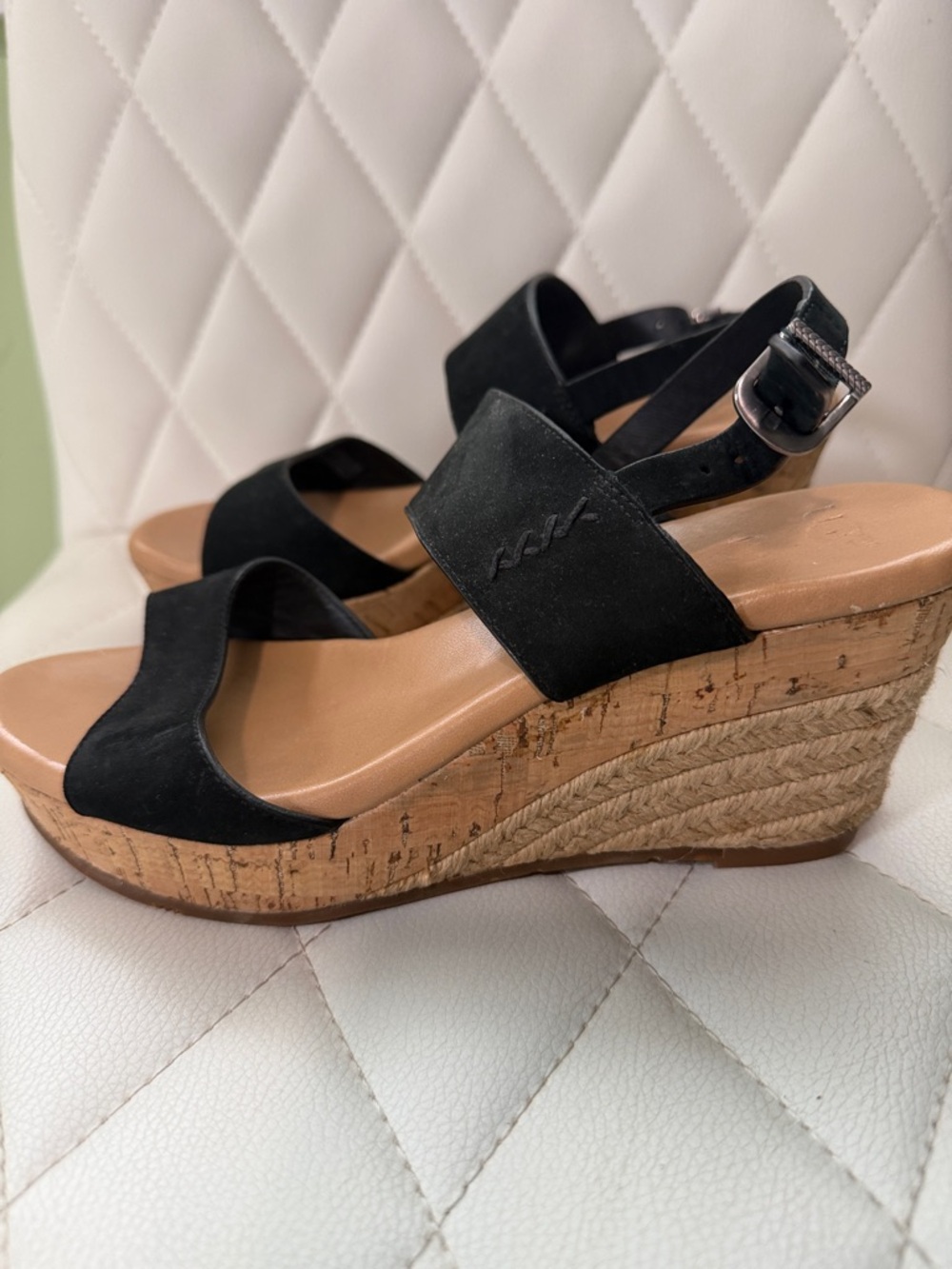 UGG Black Suede Two-Band Ankle Strap Sandals - Picture 2 of 3